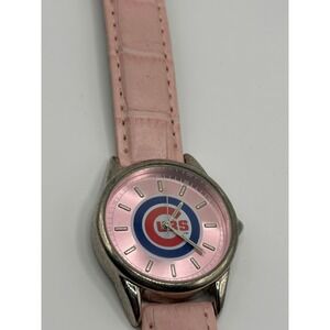 Game Time Chicago Cubs Pink Leather Strap Analog Quartz Women's Watch